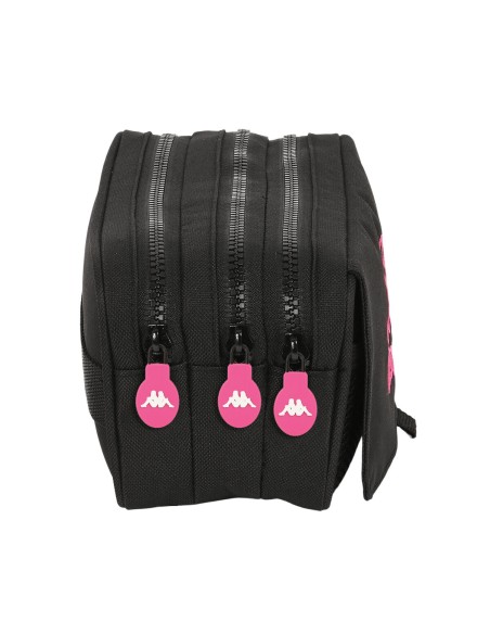 Trousse Fourre-Tout Triple Kappa Black and pink Noir (21,5 x 10 x 8 cm)