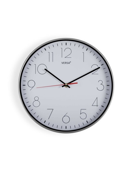 Horloge Murale Versa Blanc Argenté Plastique Quartz 4,3 x 30,5 x 30,5 cm