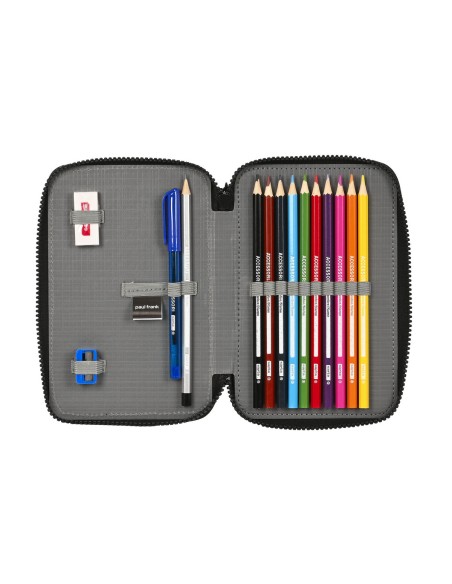 Trousse Scolaire avec Accessoires Paul Frank Campers Noir 12.5 x 19.5 x 4 cm (28 Pièces)