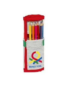 Trousse Scolaire avec Accessoires Benetton Pop Gris (27 Pièces) (7 x 20 x 7 cm)