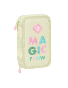 Trousse Scolaire avec Accessoires Glow Lab Magic flow Beige 12.5 x 19.5 x 4 cm (28 Pièces)