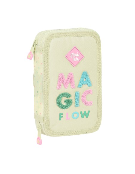 Trousse Scolaire avec Accessoires Glow Lab Magic flow Beige 12.5 x 19.5 x 4 cm (28 Pièces)