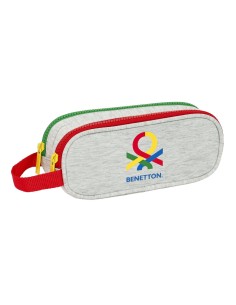 Trousse Fourre-Tout Double Benetton Pop Gris (21 x 8 x 6 cm)