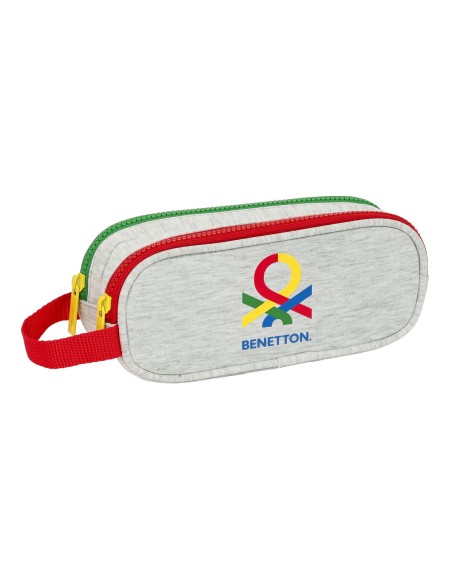 Trousse Fourre-Tout Double Benetton Pop Gris (21 x 8 x 6 cm)