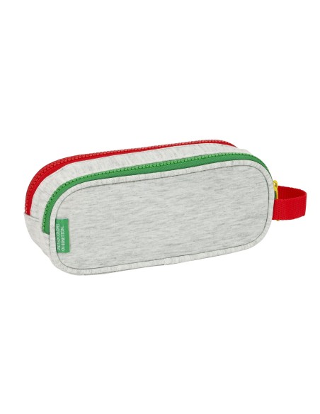 Trousse Fourre-Tout Double Benetton Pop Gris (21 x 8 x 6 cm)
