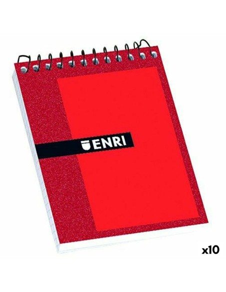 Bloc de Notes ENRI Rouge 80 Volets 4 mm (10 Unités)