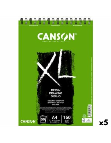 Bloc à dessin Canson XL Drawing Blanc A4 5 Unités 50 Volets 160 g/m2