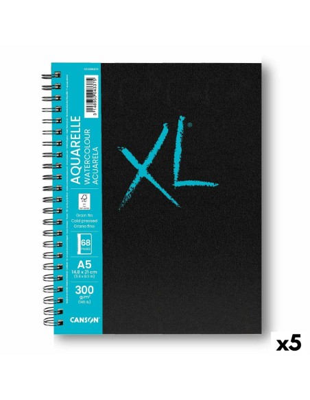 Bloc à dessin Canson XL Aquarelle 34 Volets Blanc A5 5 Unités 300 g/m² 148 x 210 mm