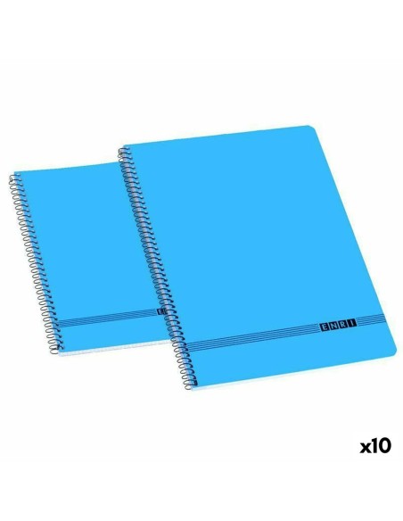 Cahier ENRI Couverture souple Bleu 80 Volets 4 mm quarto (10 Unités)