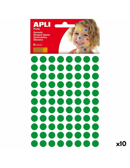 Autocollants Apli Kids Gomets Vert Rond (10 Unités)
