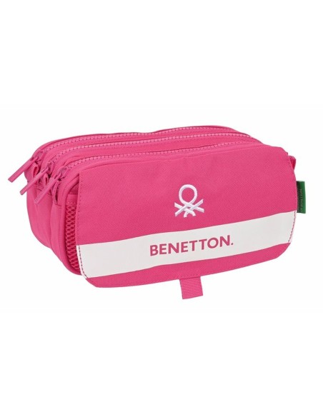 Trousse Fourre-Tout Triple Benetton Raspberry 21,5 x 10 x 8 cm Fuchsia