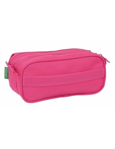 Trousse Fourre-Tout Triple Benetton Raspberry 21,5 x 10 x 8 cm Fuchsia 2