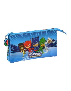 Trousse Fourre-Tout Triple PJ Masks Bleu 22 x 12 x 3 cm