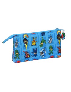 Trousse Fourre-Tout Triple PJ Masks Bleu 22 x 12 x 3 cm 2