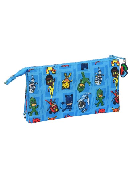 Trousse Fourre-Tout Triple PJ Masks Bleu 22 x 12 x 3 cm