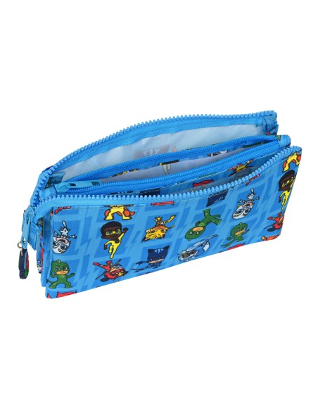 Trousse Fourre-Tout Triple PJ Masks Bleu 22 x 12 x 3 cm