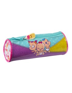 Trousse d'écolier cylindrique The Bellies 20 x 7 x 7 cm Violet Turquoise Blanc