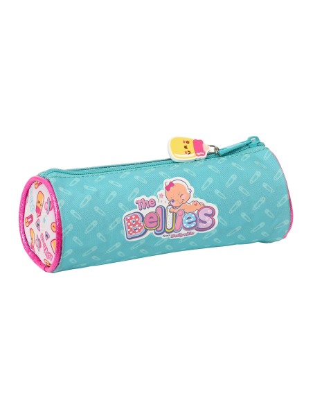Trousse d'écolier cylindrique The Bellies 20 x 7 x 7 cm Violet Turquoise Blanc