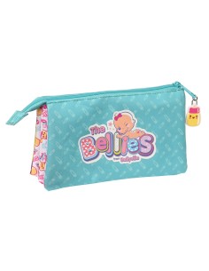 Trousse Fourre-Tout Triple The Bellies Violet Turquoise Blanc 22 x 12 x 3 cm 2