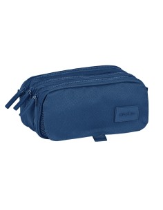 Trousse Fourre-Tout Triple Safta 21,5 x 10 x 8 cm Blue marine