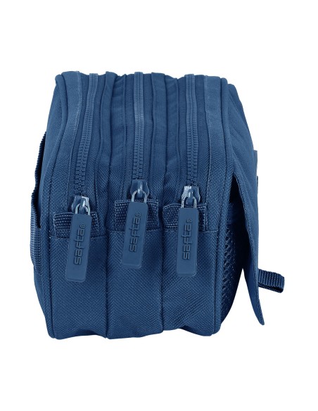 Trousse Fourre-Tout Triple Safta 21,5 x 10 x 8 cm Blue marine