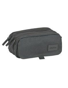 Trousse Fourre-Tout Triple Safta 21,5 x 10 x 8 cm Gris