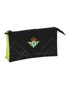 Trousse Fourre-Tout Triple Real Betis Balompié Noir Citron 22 x 12 x 3 cm