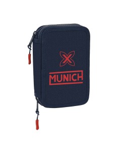 Plumier double Munich Flash Blue marine 12.5 x 19.5 x 4 cm (28 Pièces)