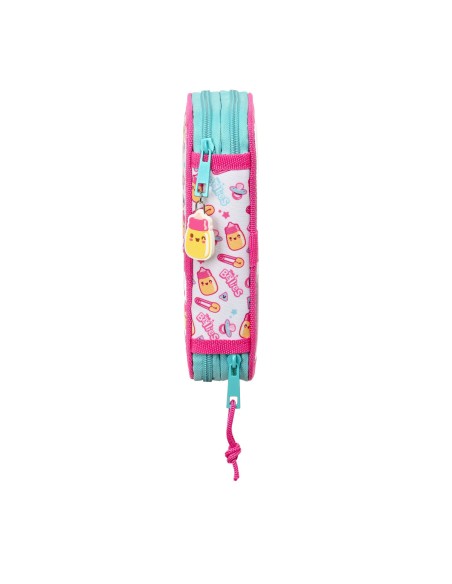 Plumier double The Bellies Blanc Violet Turquoise 12.5 x 19.5 x 4 cm (28 Pièces)