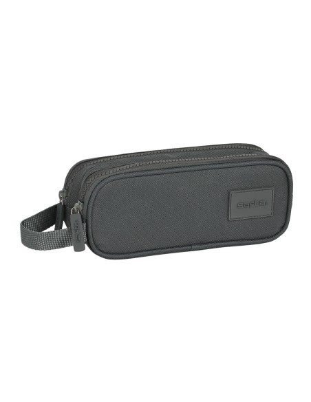 Trousse Fourre-Tout Double Safta Gris 21 x 8 x 6 cm
