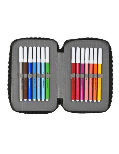 Plumier double Real Betis Balompié Noir Citron 12.5 x 19.5 x 4 cm (28 Pièces)