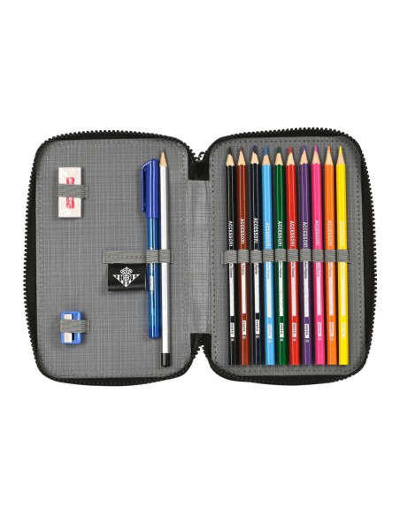 Plumier double Real Betis Balompié Noir Citron 12.5 x 19.5 x 4 cm (28 Pièces)