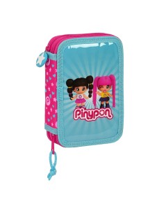 Plumier double Pinypon Bleu Rose 12.5 x 19.5 x 4 cm (28 Pièces)