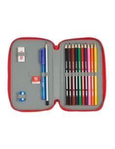 Plumier double Sevilla Fútbol Club Noir Rouge 12.5 x 19.5 x 4 cm (28 Pièces) 2