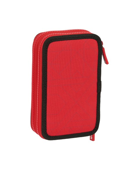 Plumier double Sevilla Fútbol Club Noir Rouge 12.5 x 19.5 x 4 cm (28 Pièces)