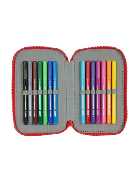 Plumier double Sevilla Fútbol Club Noir Rouge 12.5 x 19.5 x 4 cm (28 Pièces)