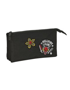 Trousse Fourre-Tout Double Stranger Things Noir 22 x 12 x 3 cm