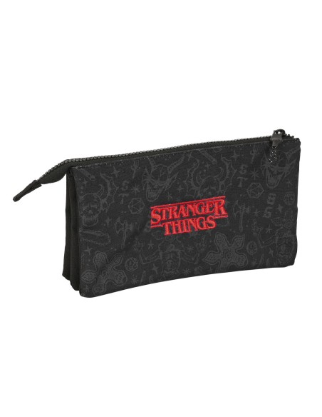 Trousse Fourre-Tout Double Stranger Things Noir 22 x 12 x 3 cm