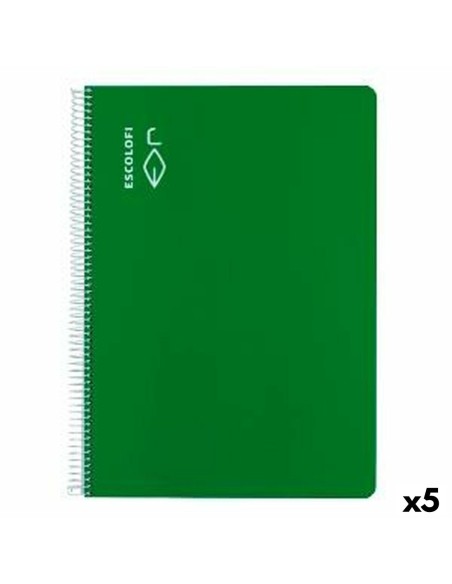 Cahier ESCOLOFI Vert A4 Din A4 40 Volets (5 Unités)