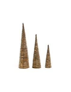 Décorations de Noël DKD Home Decor Blanc Naturel 20 x 20 x 80 cm (3 Pièces)