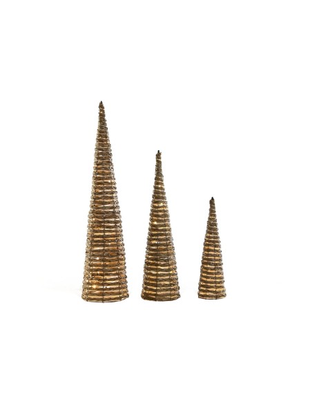 Décorations de Noël DKD Home Decor Blanc Naturel 20 x 20 x 80 cm (3 Pièces)