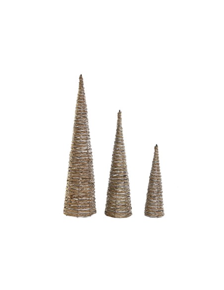 Décorations de Noël DKD Home Decor Blanc Naturel 20 x 20 x 80 cm (3 Pièces)
