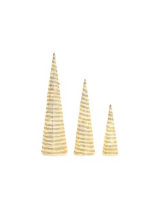 Décorations de Noël DKD Home Decor Blanc Doré 20 x 20 x 80 cm (3 Pièces)