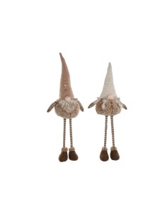 Décorations de Noël Home ESPRIT Marron Beige Gnome 30 x 18 x 65 cm (2 Unités)