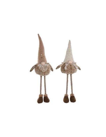Décorations de Noël Home ESPRIT Marron Beige Gnome 30 x 18 x 65 cm (2 Unités)