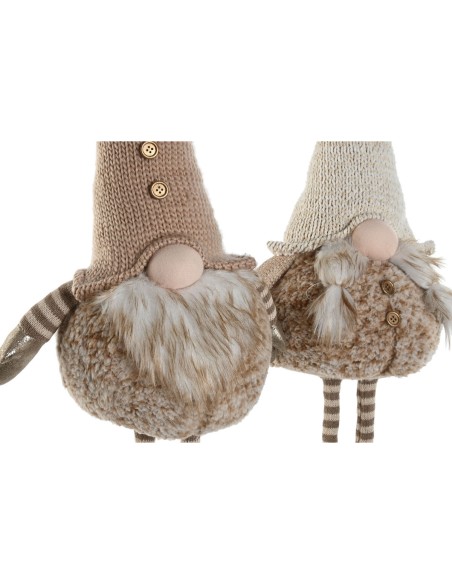 Décorations de Noël Home ESPRIT Marron Beige Gnome 30 x 18 x 65 cm (2 Unités)