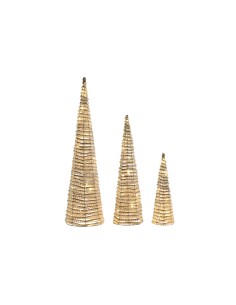 Décorations de Noël DKD Home Decor Blanc Doré Naturel 20 x 20 x 80 cm (3 Pièces)