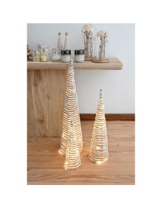 Décorations de Noël DKD Home Decor Blanc Doré Naturel 20 x 20 x 80 cm (3 Pièces) 2