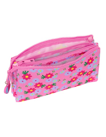 Trousse Fourre-Tout Triple Trolls Rose 22 x 12 x 3 cm