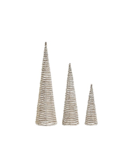 Décorations de Noël DKD Home Decor Blanc Doré Naturel 20 x 20 x 80 cm (3 Pièces)